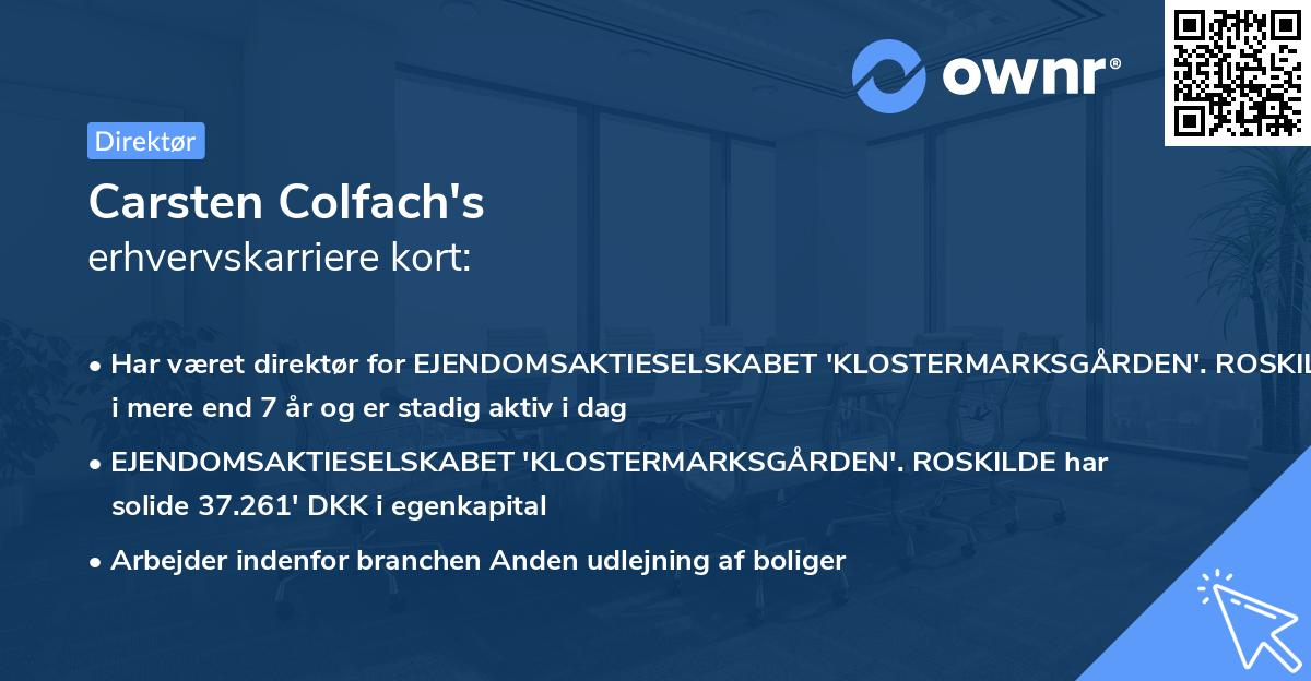 Carsten Colfach's erhvervskarriere kort