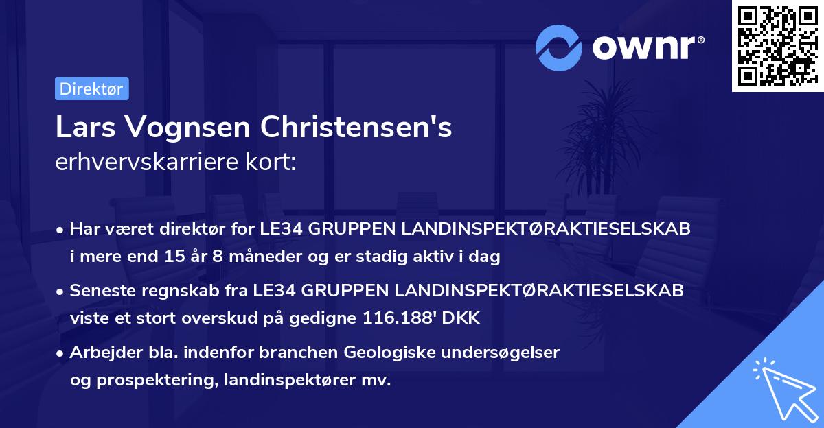 Lars Vognsen Christensen's erhvervskarriere kort