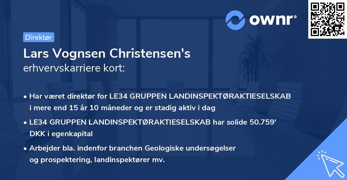 Lars Vognsen Christensen's erhvervskarriere kort