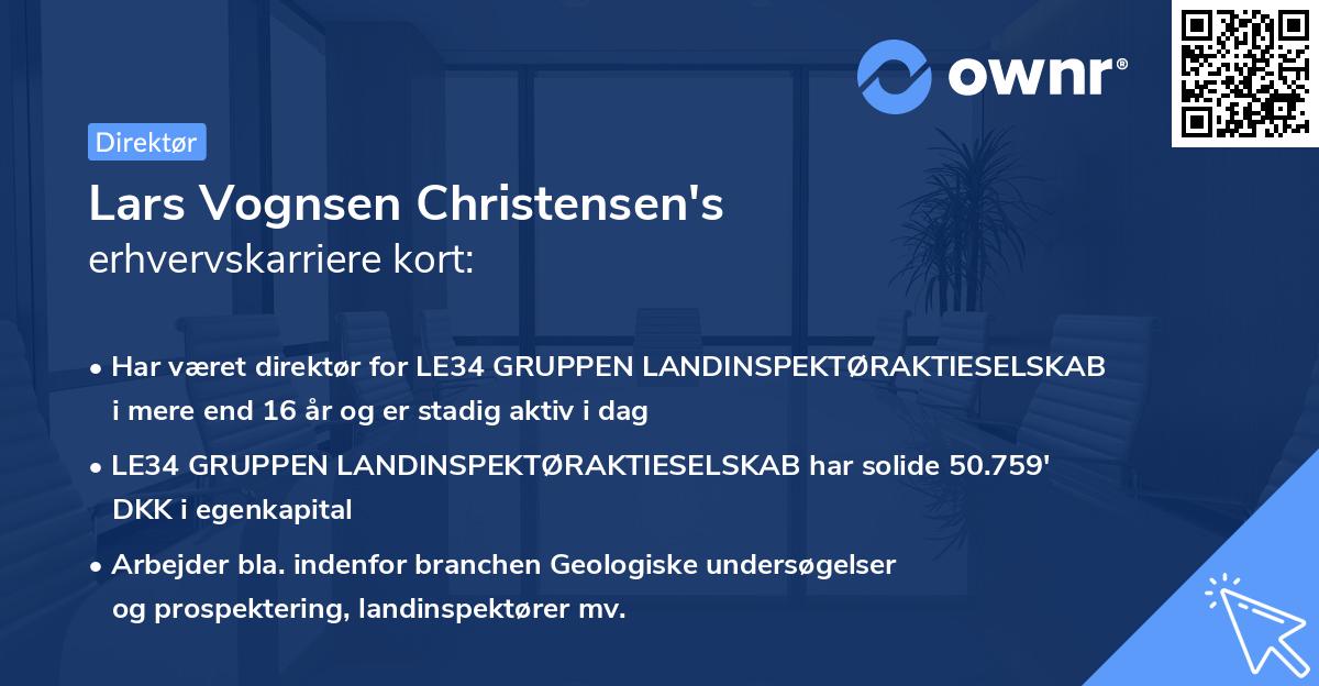 Lars Vognsen Christensen's erhvervskarriere kort