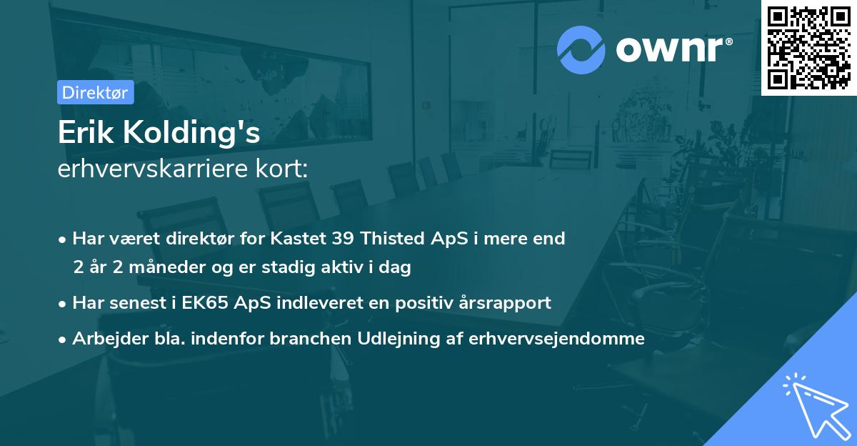 Erik Kolding's erhvervskarriere kort