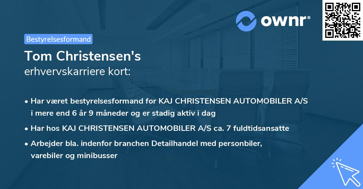 Tom Christensen's erhvervskarriere kort