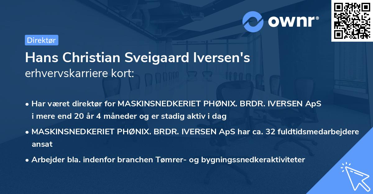 Hans Christian Sveigaard Iversen's erhvervskarriere kort