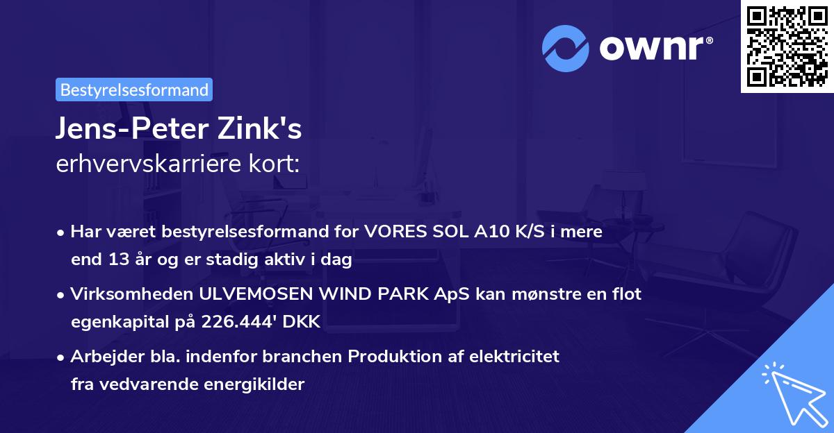 Jens-Peter Zink's erhvervskarriere kort