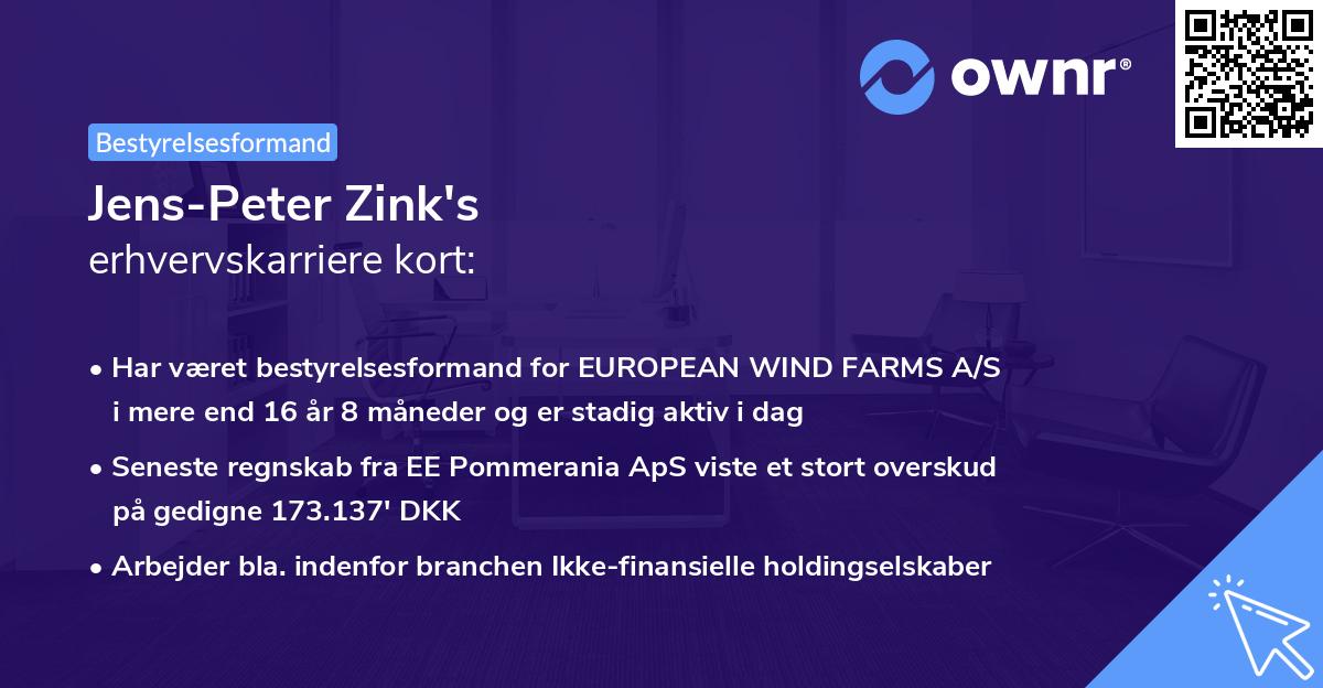 Jens-Peter Zink's erhvervskarriere kort