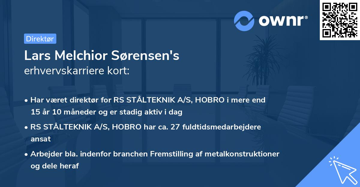 Lars Melchior Sørensen's erhvervskarriere kort