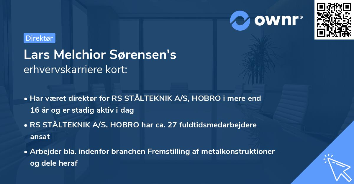 Lars Melchior Sørensen's erhvervskarriere kort