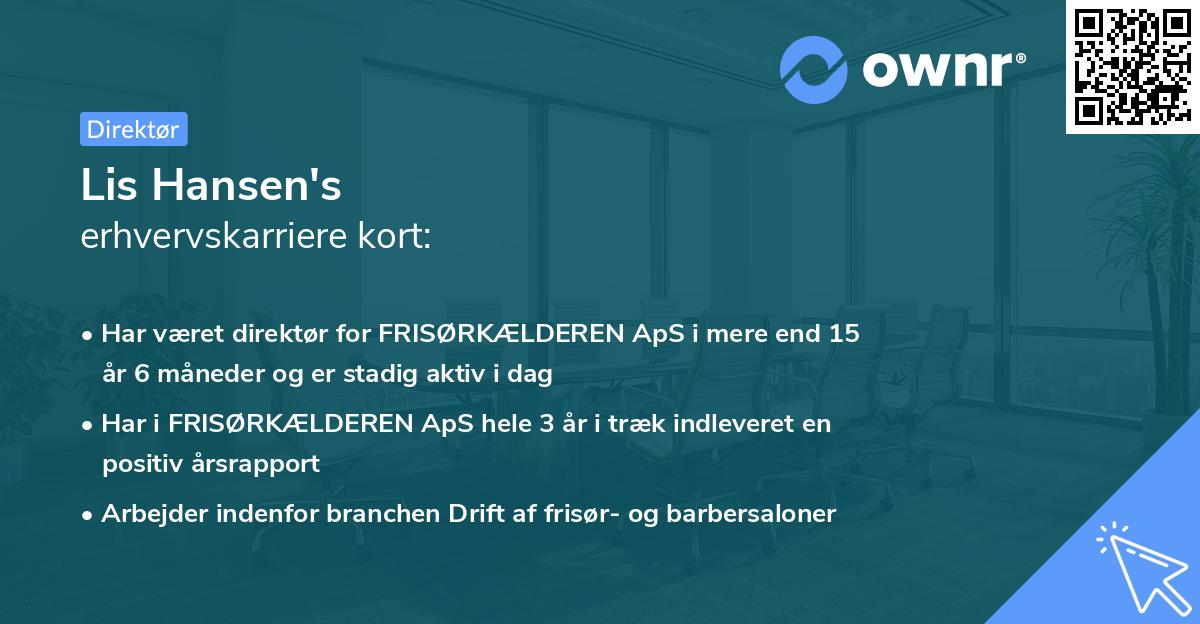 Lis Hansen's erhvervskarriere kort