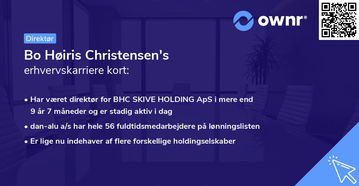 Bo Høiris Christensen's erhvervskarriere kort