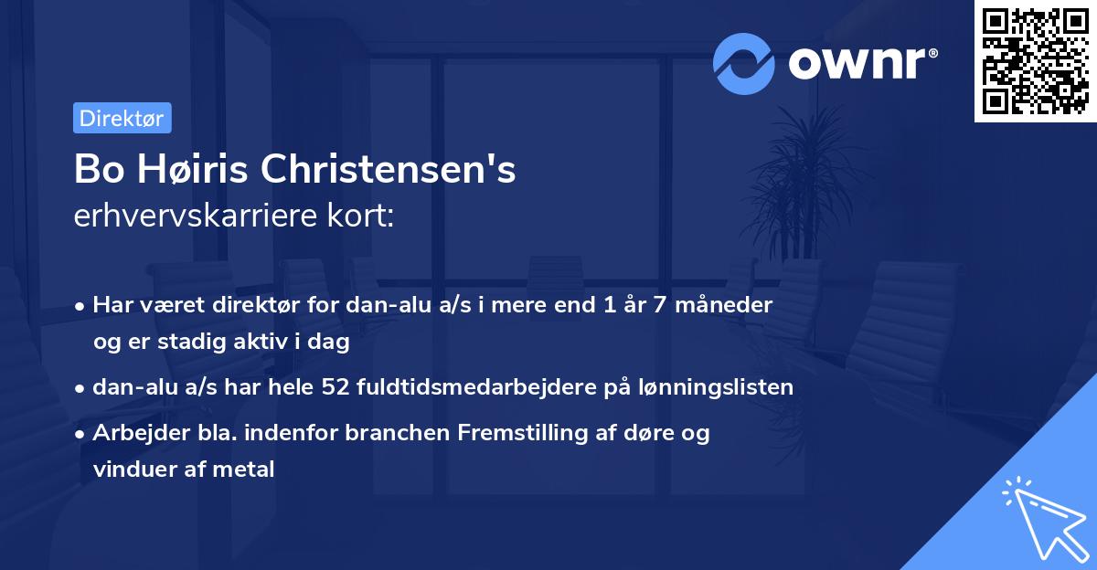 Bo Høiris Christensen's erhvervskarriere kort