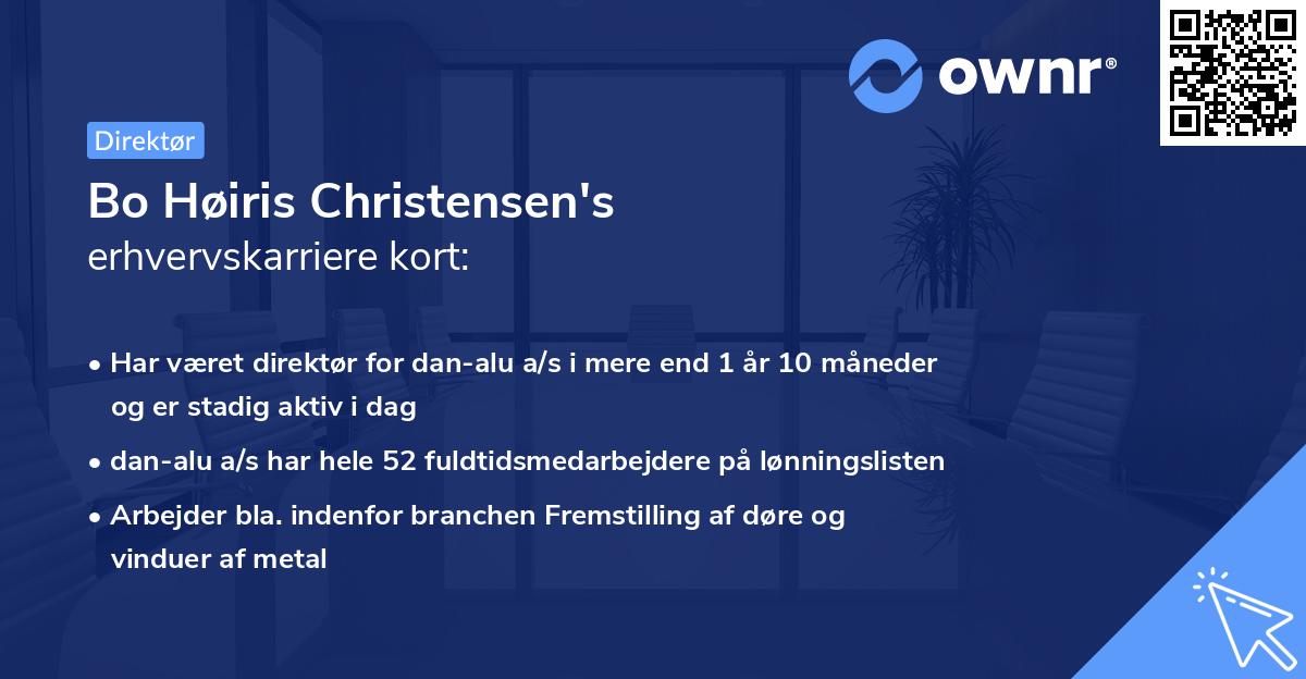 Bo Høiris Christensen's erhvervskarriere kort
