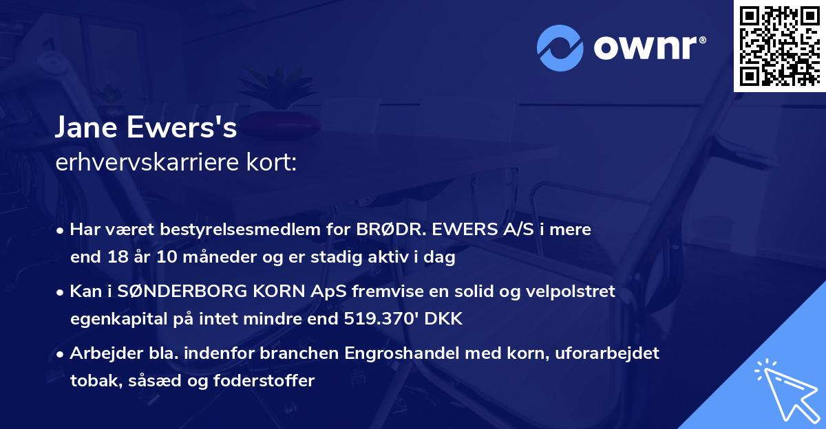 Jane Ewers's erhvervskarriere kort