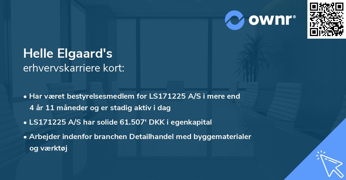 Helle Elgaard's erhvervskarriere kort