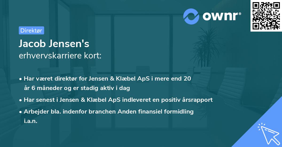 Jacob Jensen's erhvervskarriere kort