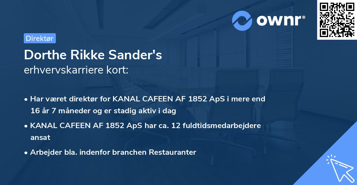 Dorthe Rikke Sander's erhvervskarriere kort