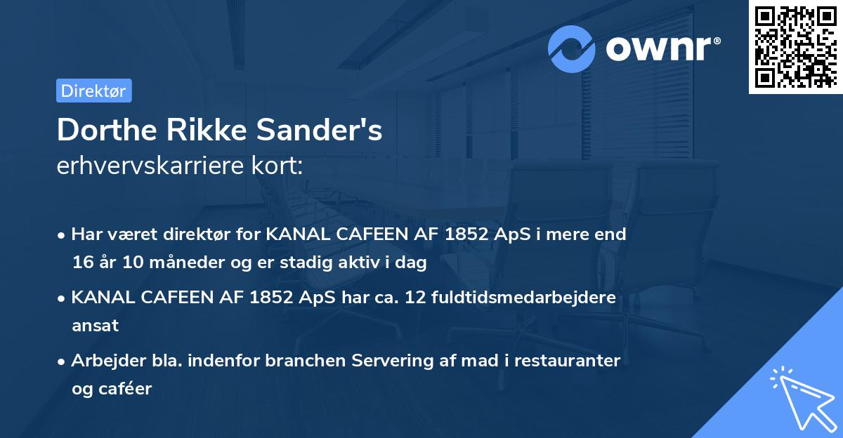 Dorthe Rikke Sander's erhvervskarriere kort