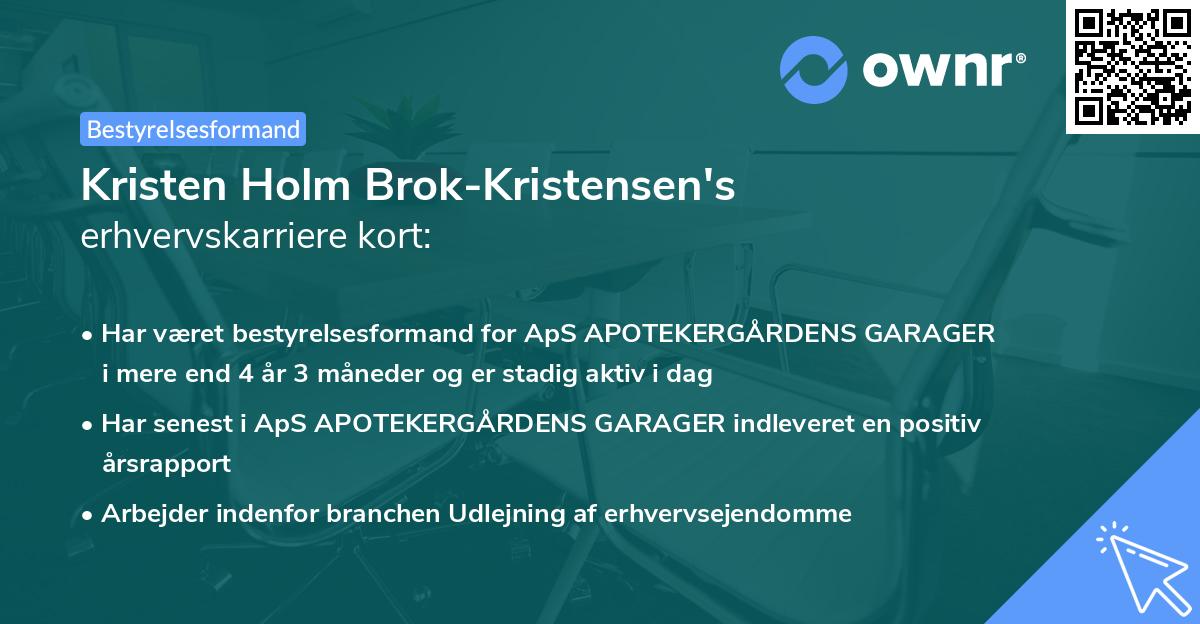 Kristen Holm Brok-Kristensen's erhvervskarriere kort