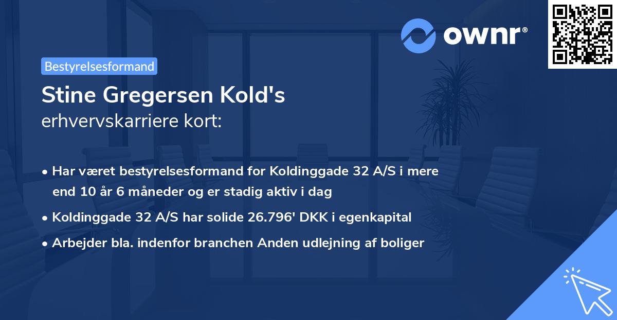 Stine Gregersen Kold's erhvervskarriere kort