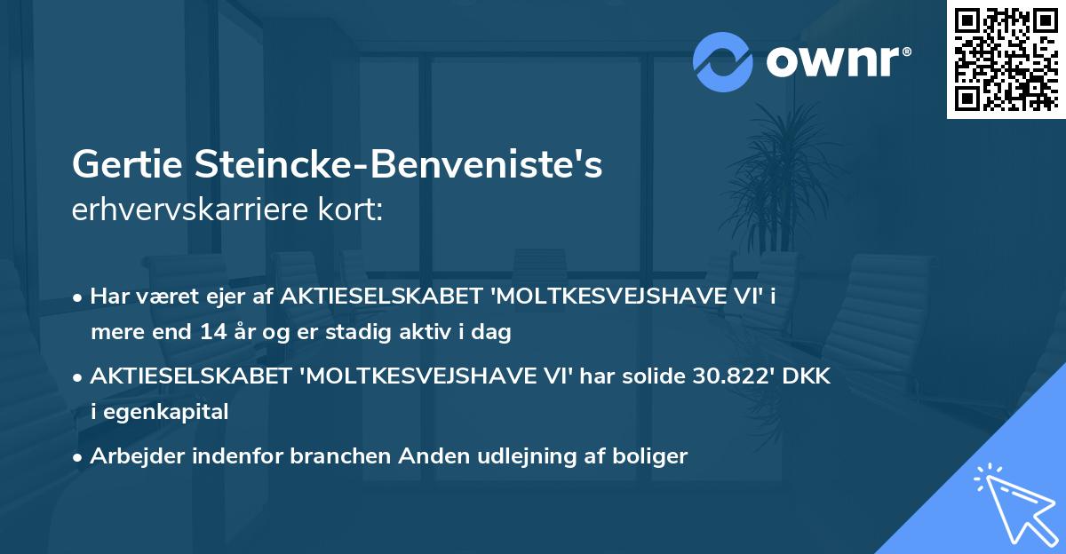 Gertie Steincke-Benveniste's erhvervskarriere kort