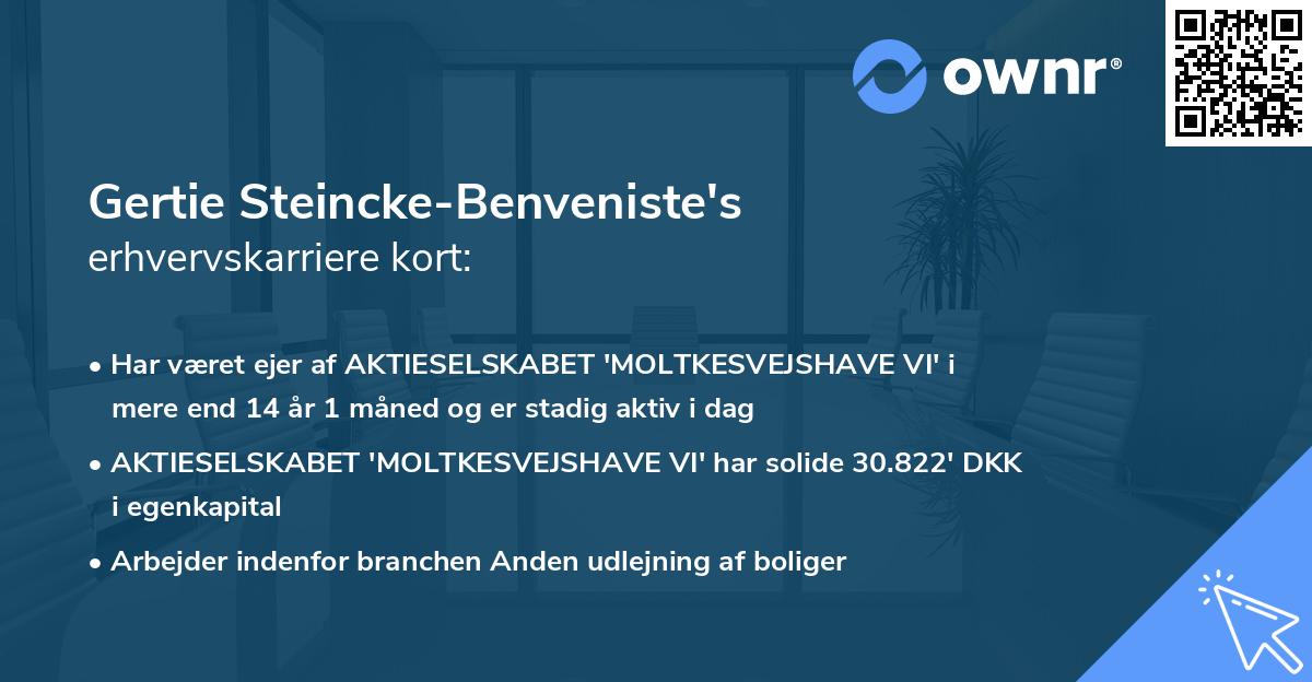 Gertie Steincke-Benveniste's erhvervskarriere kort