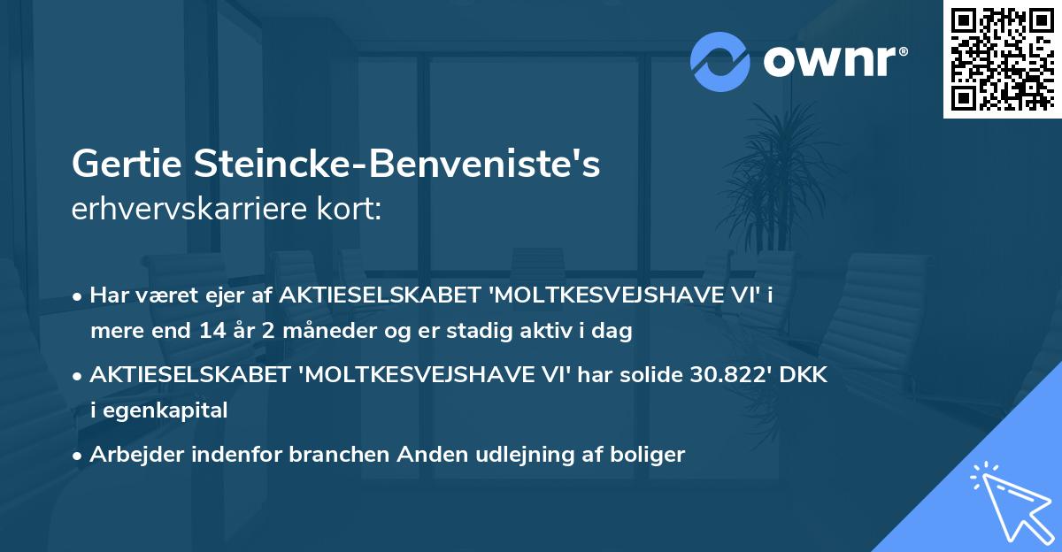 Gertie Steincke-Benveniste's erhvervskarriere kort
