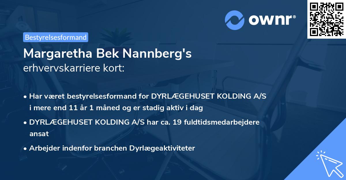 Margaretha Bek Nannberg's erhvervskarriere kort