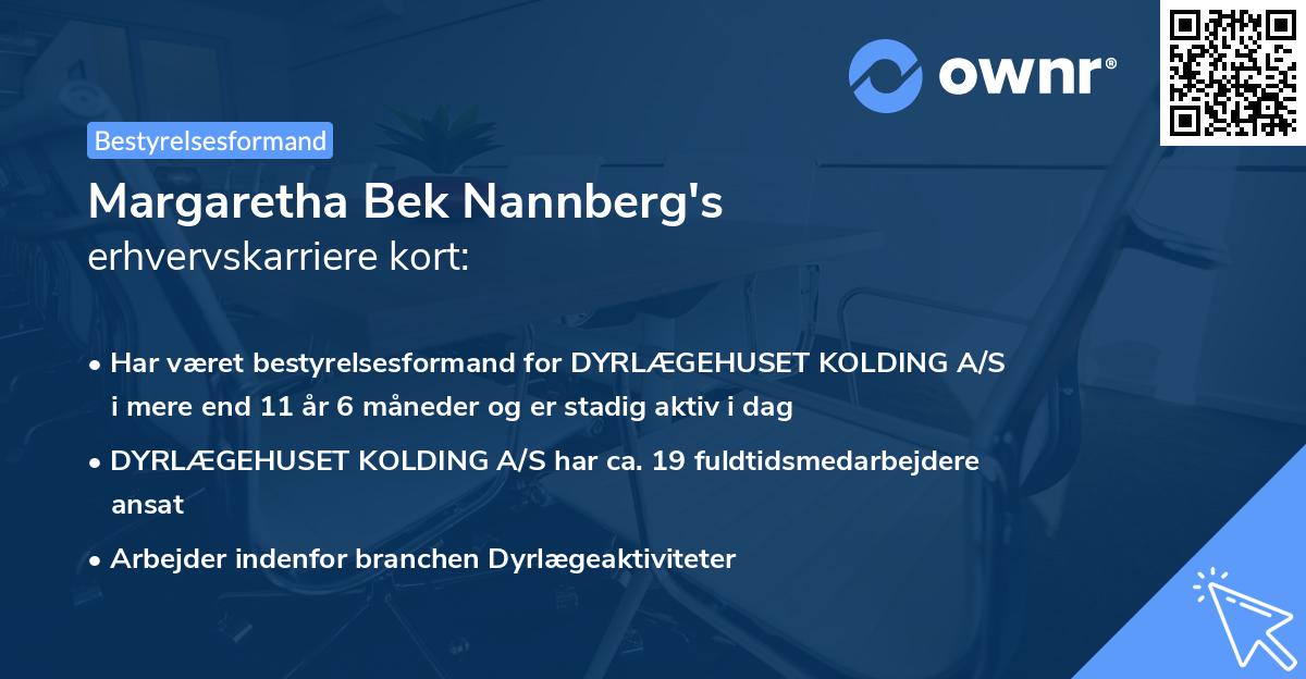 Margaretha Bek Nannberg's erhvervskarriere kort