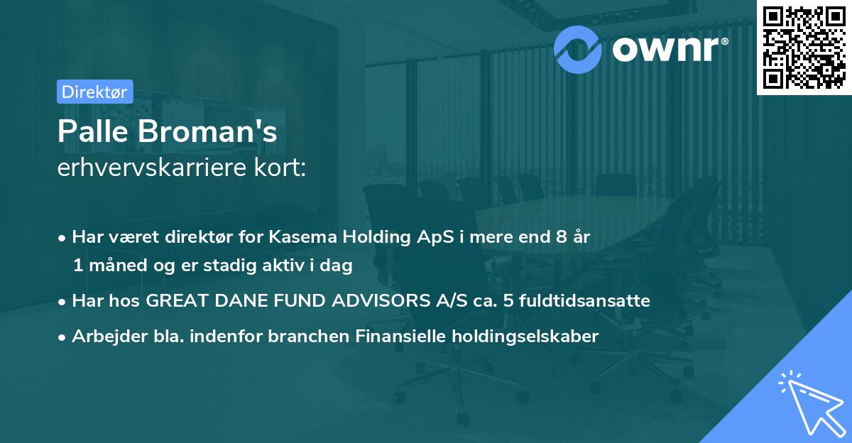 Palle Broman's erhvervskarriere kort