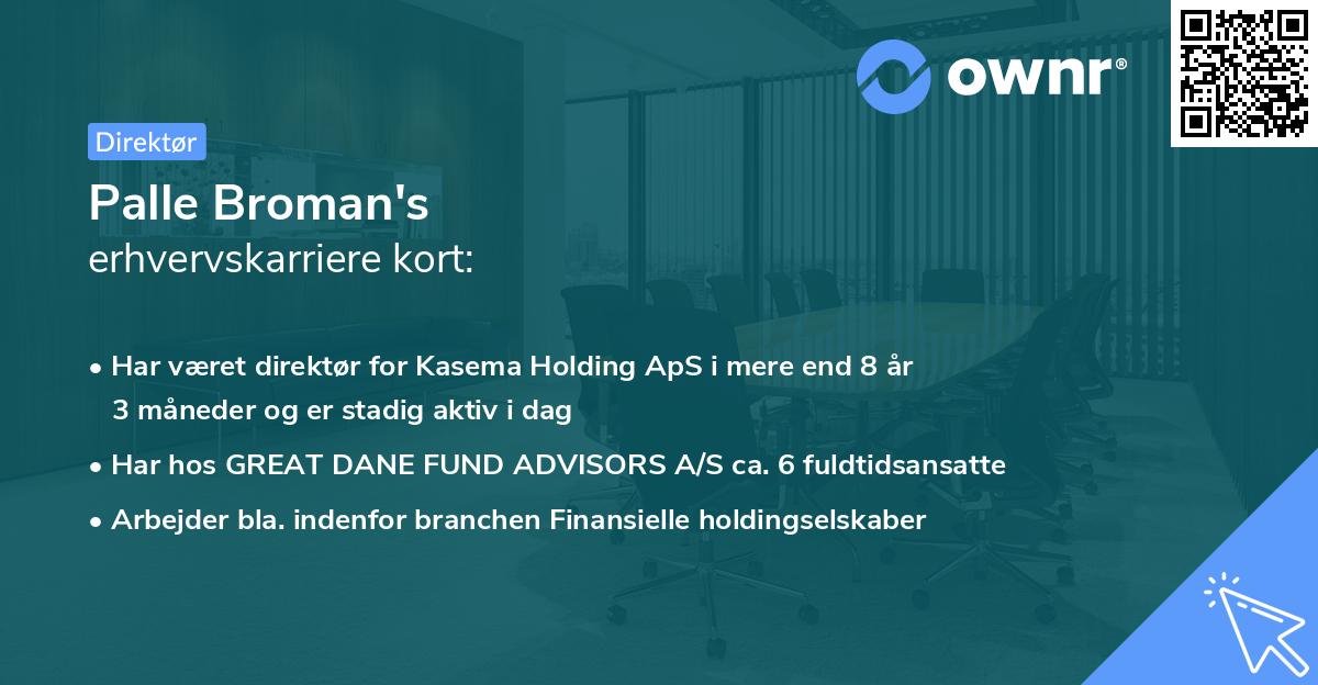 Palle Broman's erhvervskarriere kort