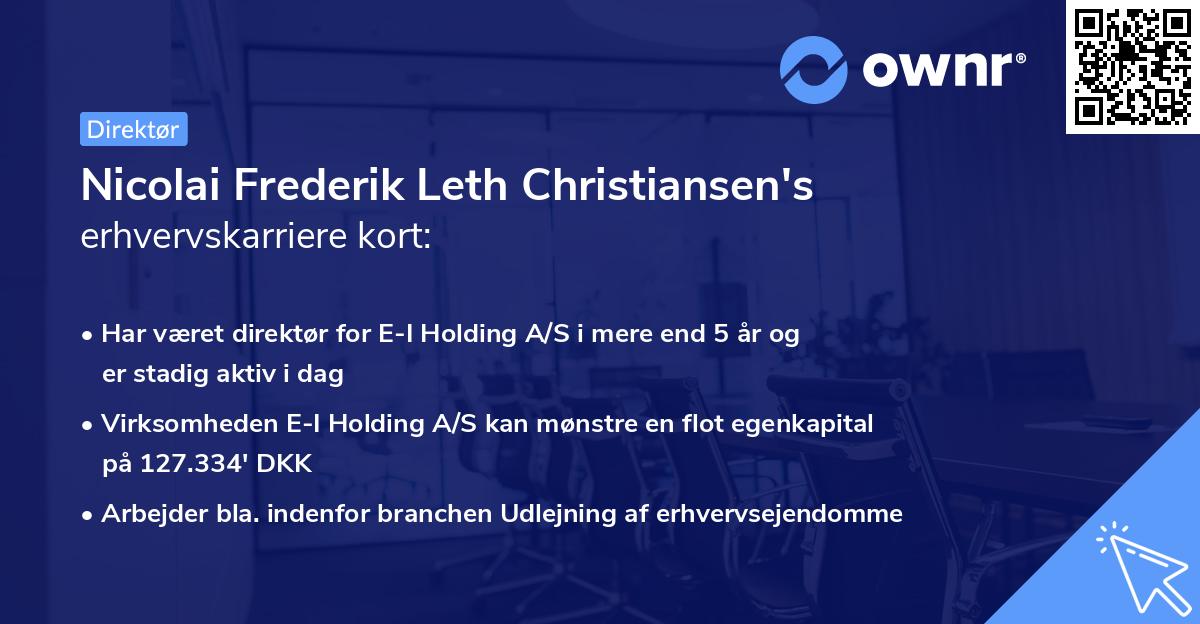 Nicolai Frederik Leth Christiansen's erhvervskarriere kort