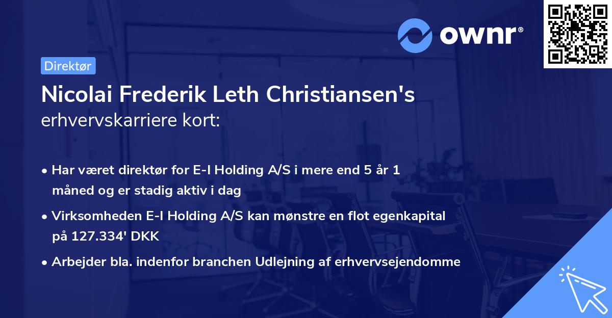 Nicolai Frederik Leth Christiansen's erhvervskarriere kort
