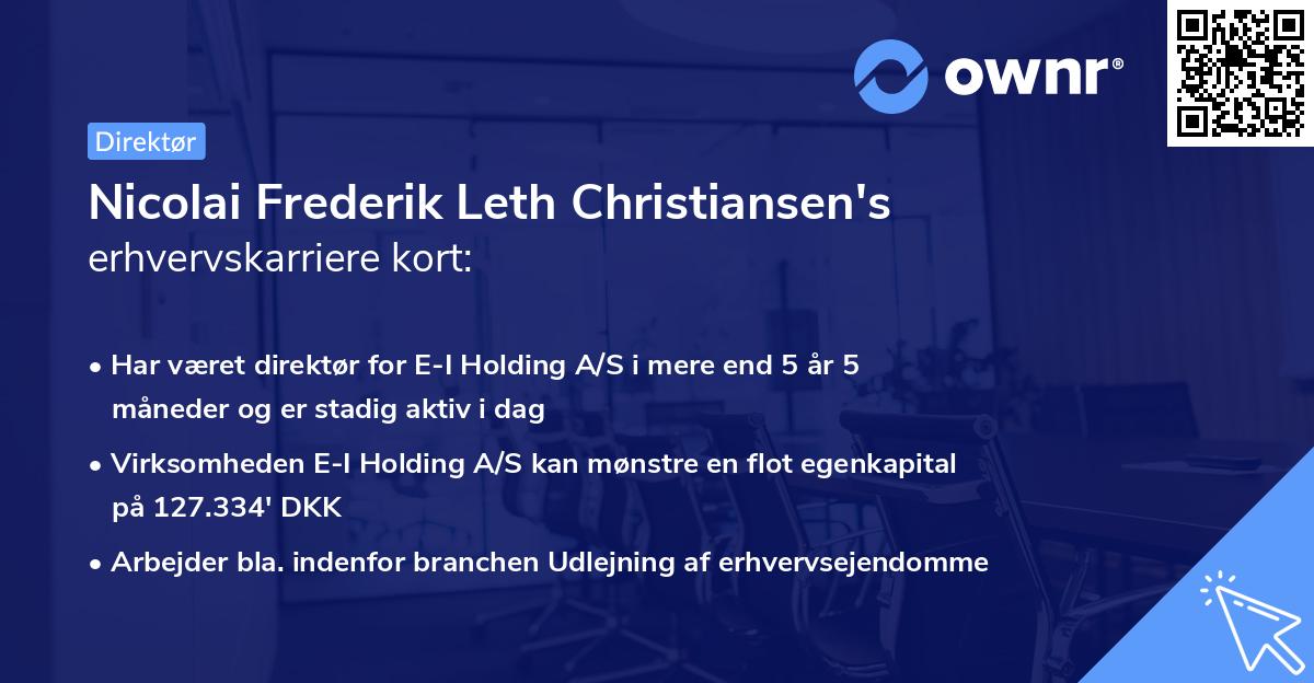 Nicolai Frederik Leth Christiansen's erhvervskarriere kort