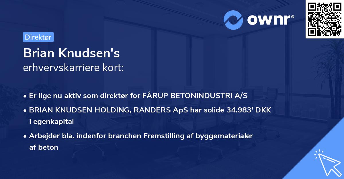 Brian Knudsen's erhvervskarriere kort