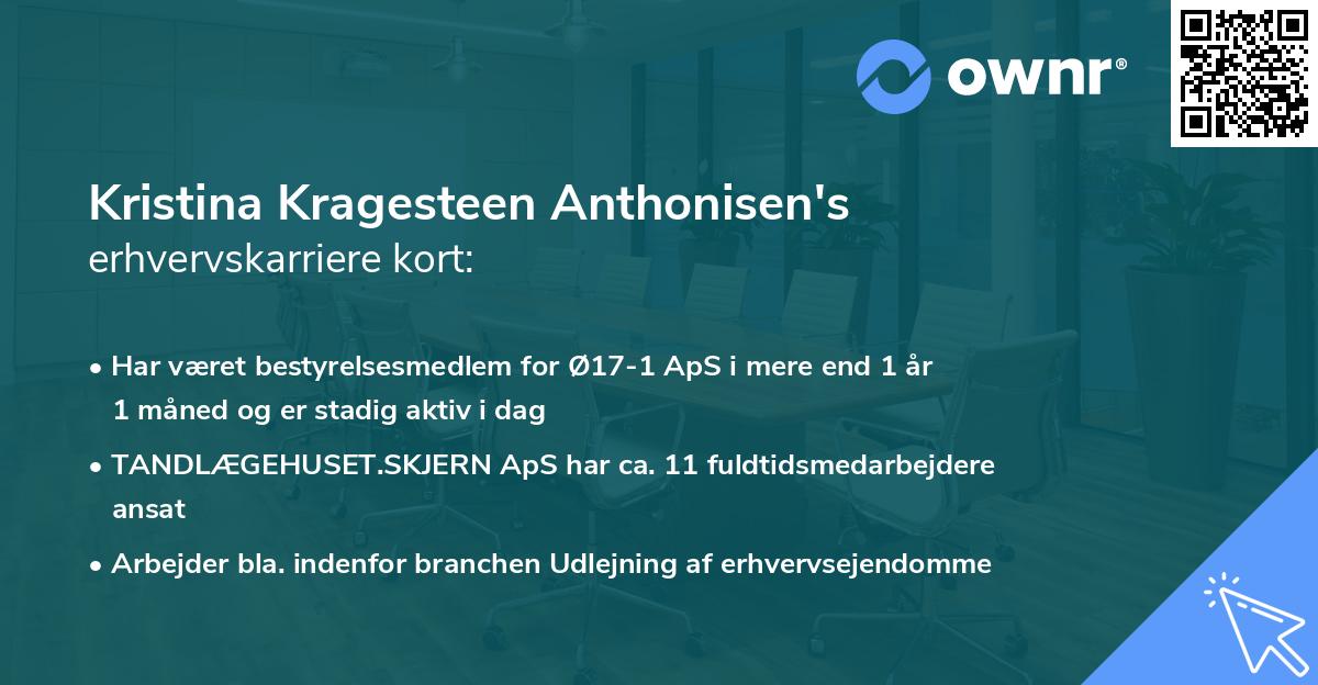 Kristina Kragesteen Anthonisen's erhvervskarriere kort