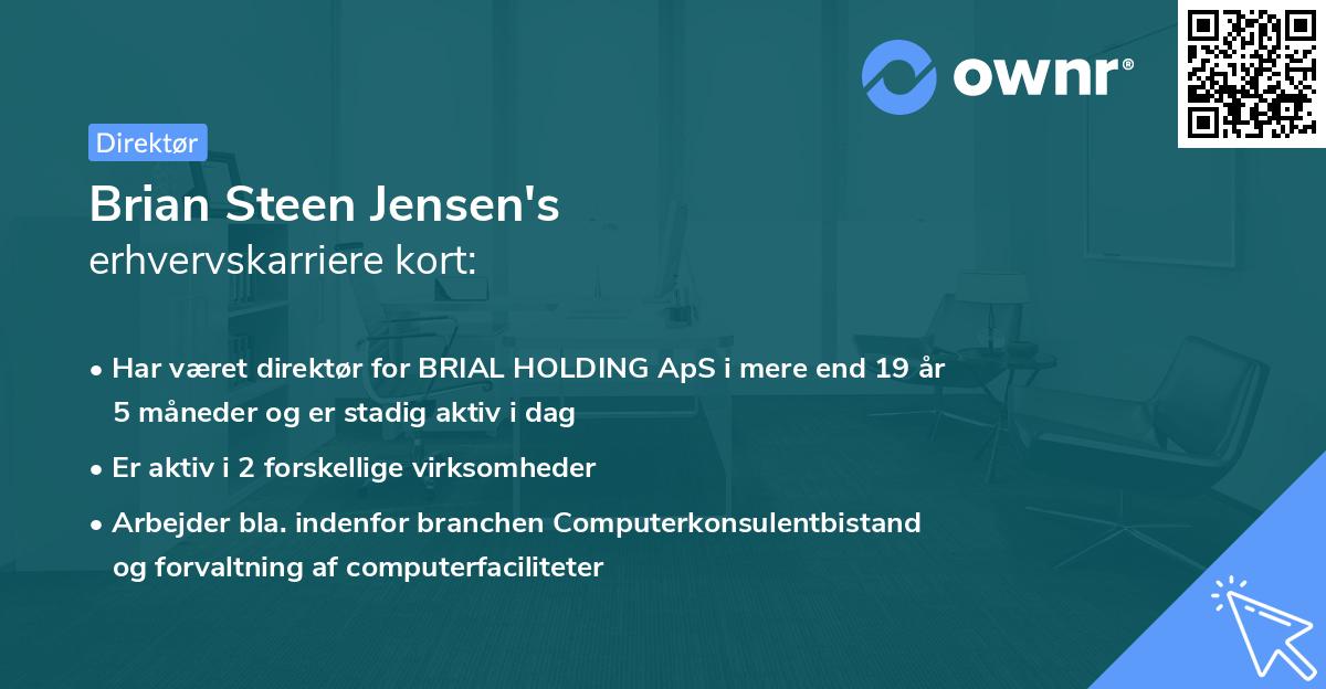 Brian Steen Jensen's erhvervskarriere kort