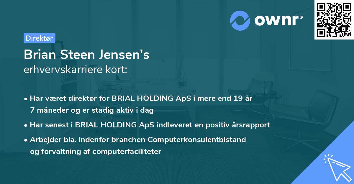 Brian Steen Jensen's erhvervskarriere kort