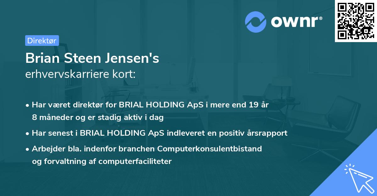 Brian Steen Jensen's erhvervskarriere kort