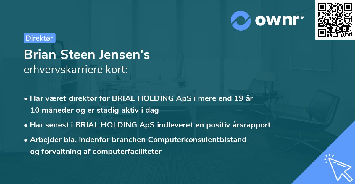 Brian Steen Jensen's erhvervskarriere kort