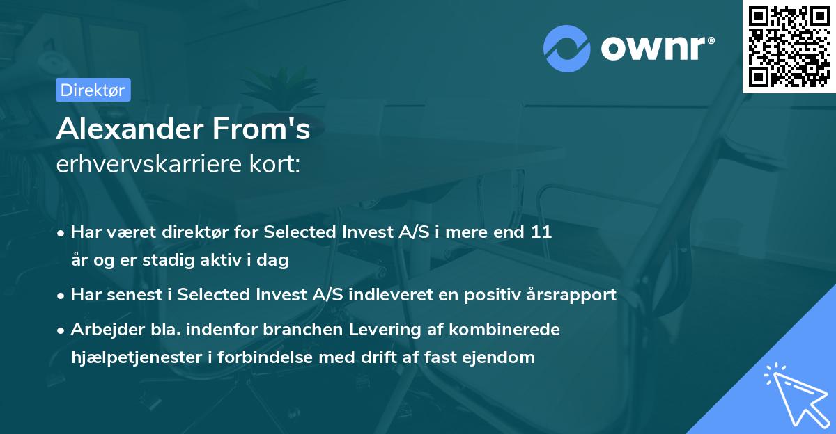 Alexander From's erhvervskarriere kort
