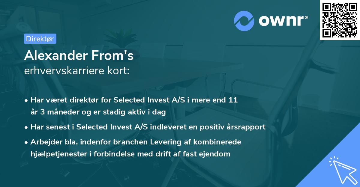 Alexander From's erhvervskarriere kort