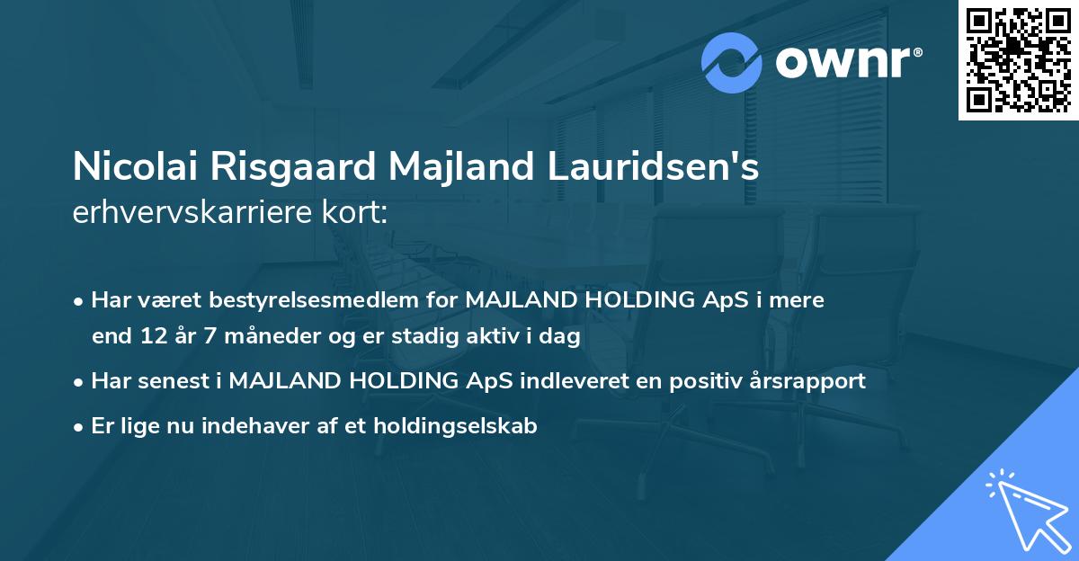 Nicolai Risgaard Majland Lauridsen's erhvervskarriere kort