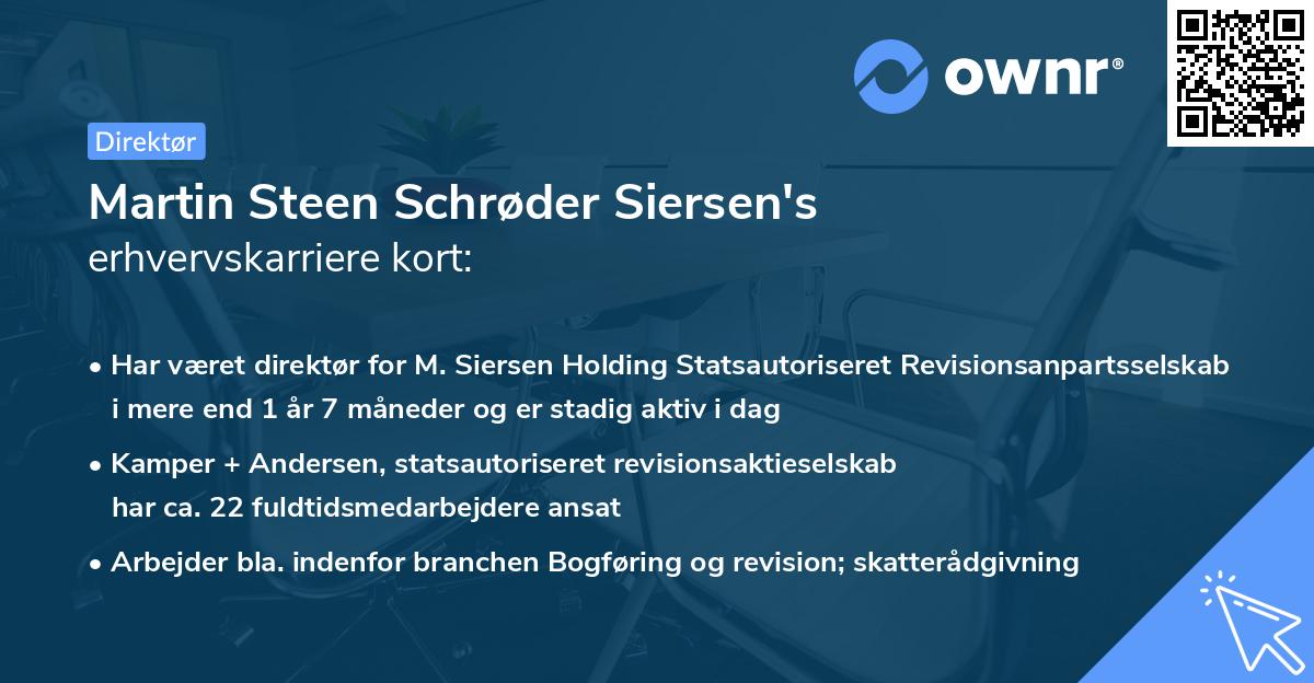Martin Steen Schrøder Siersen's erhvervskarriere kort