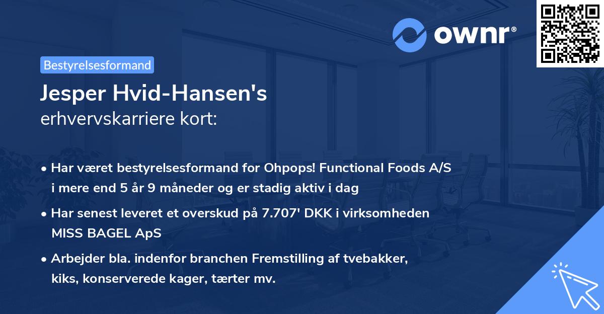 Jesper Hvid-Hansen's erhvervskarriere kort