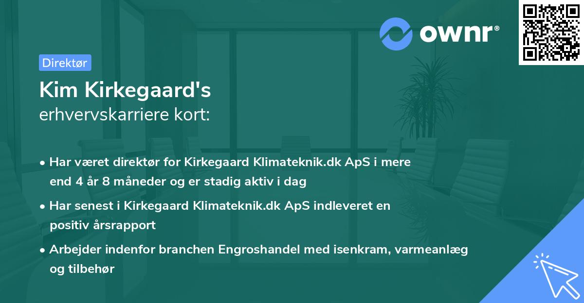 Kim Kirkegaard's erhvervskarriere kort