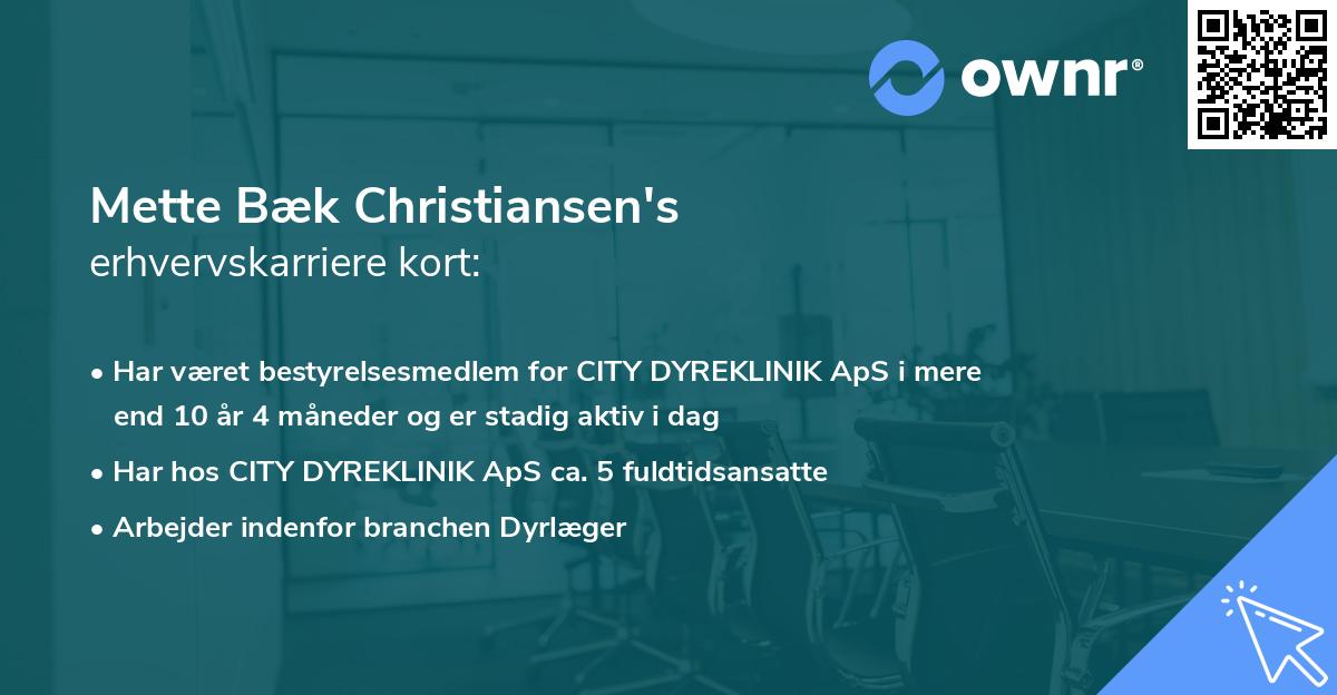 Mette Bæk Christiansen's erhvervskarriere kort