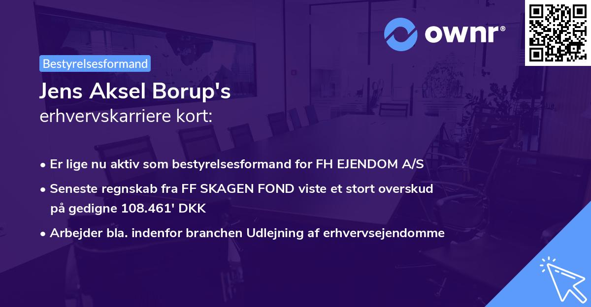 Jens Aksel Borup's erhvervskarriere kort