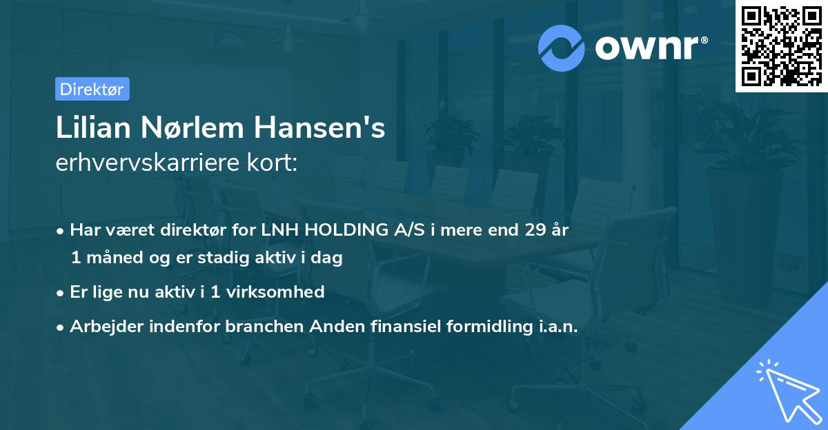 Lilian Nørlem Hansen's erhvervskarriere kort