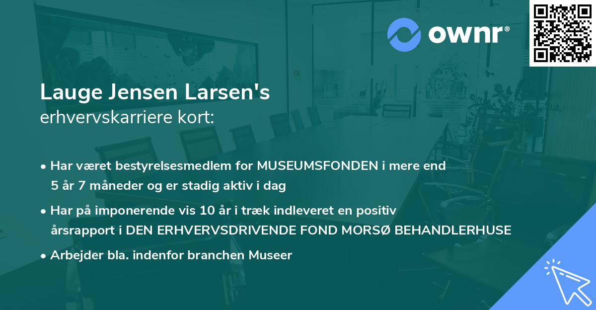 Lauge Jensen Larsen's erhvervskarriere kort