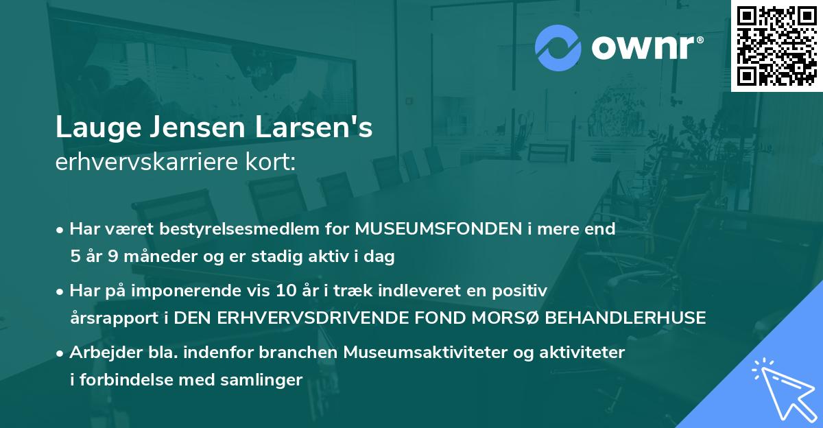 Lauge Jensen Larsen's erhvervskarriere kort