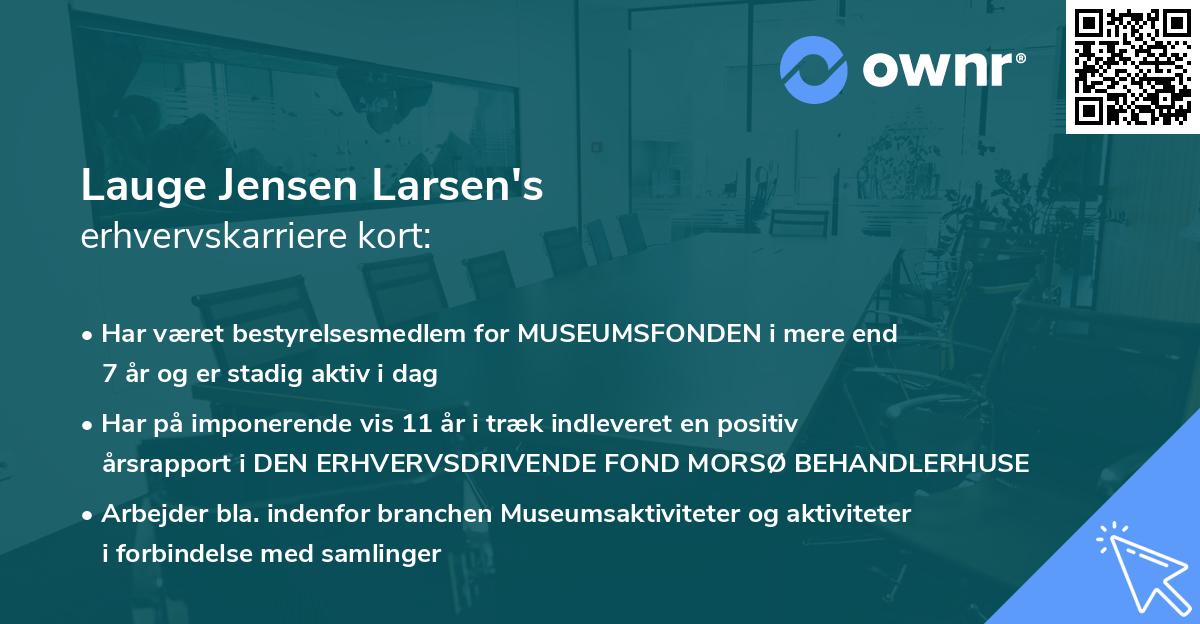 Lauge Jensen Larsen's erhvervskarriere kort